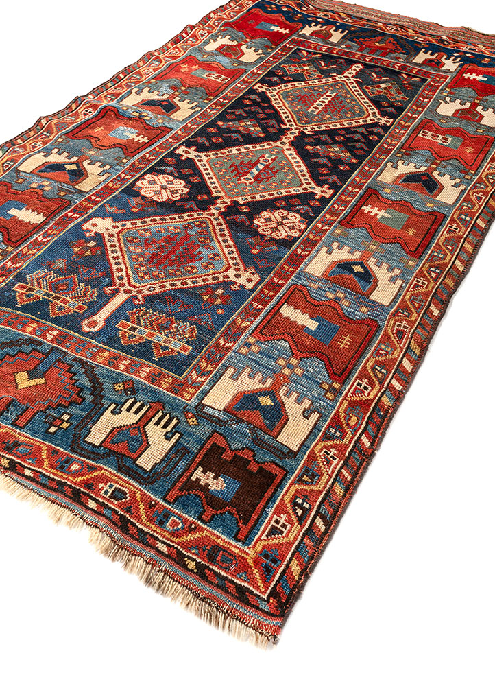 kiaan blue wool hand knotted Rug - FloorShot