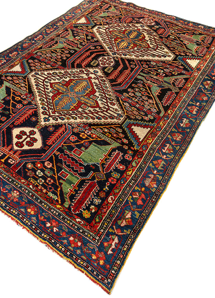 kiaan red and orange wool hand knotted Rug - FloorShot