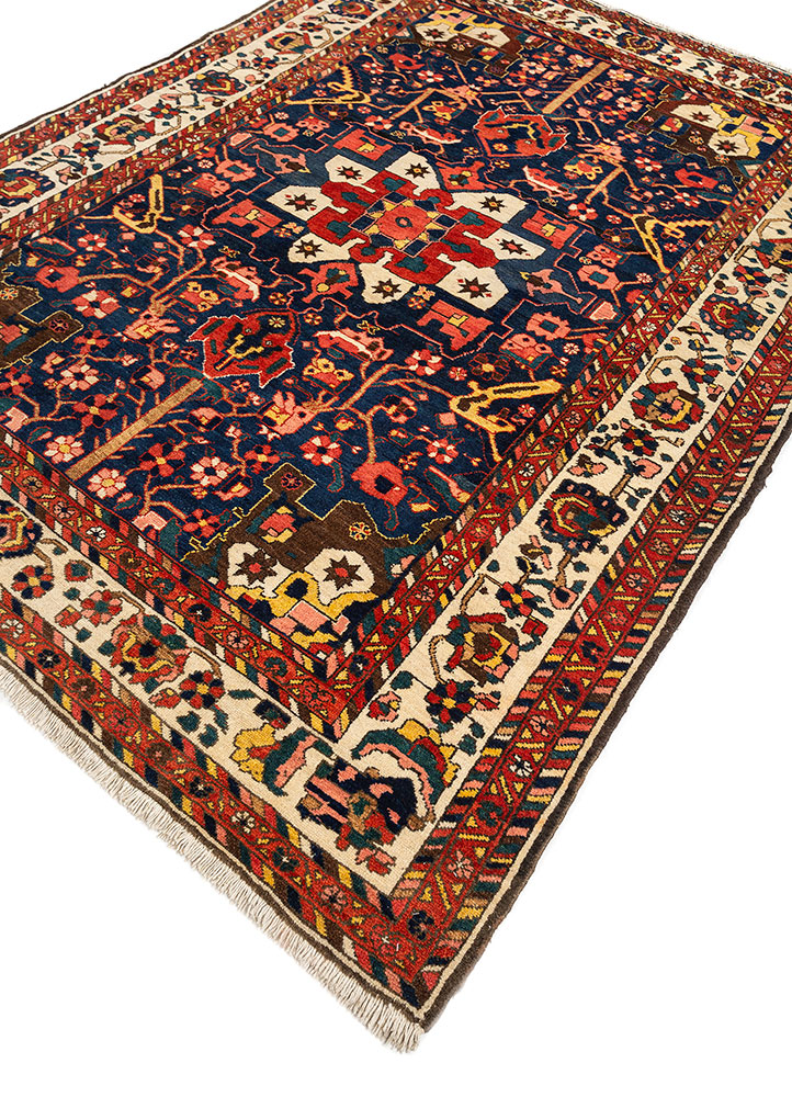 aalam blue wool hand knotted Rug - FloorShot