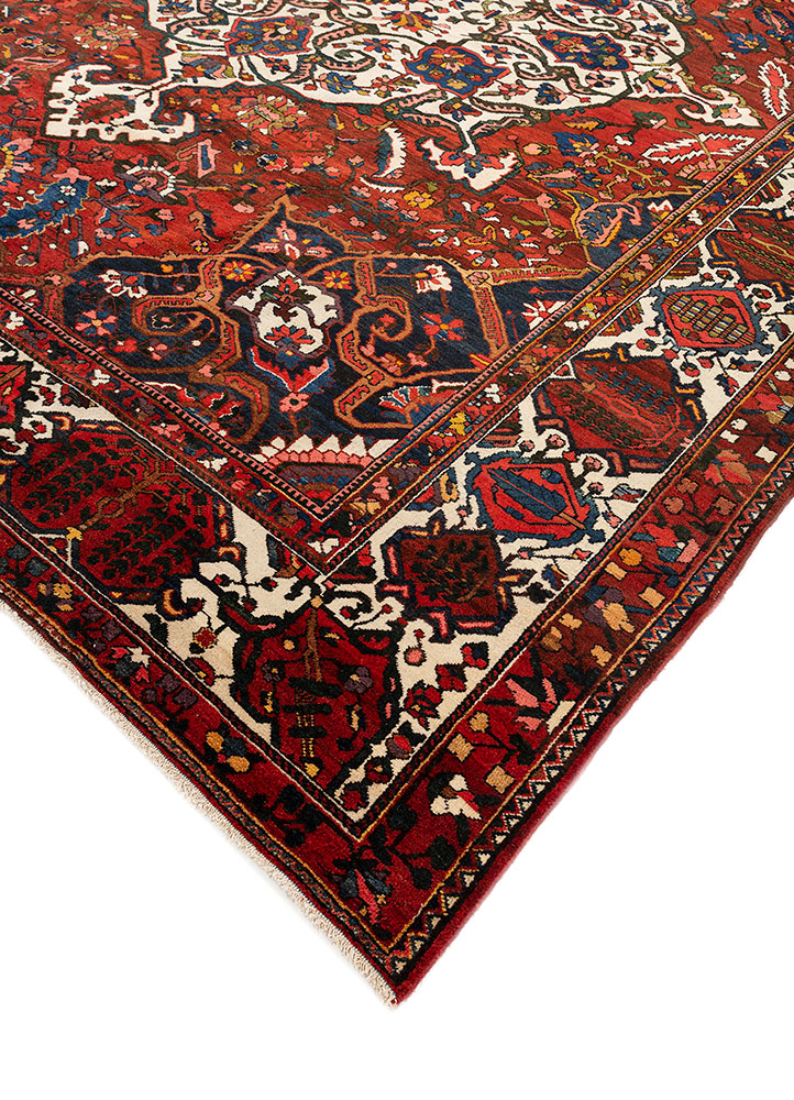 aalam red and orange wool hand knotted Rug - FloorShot
