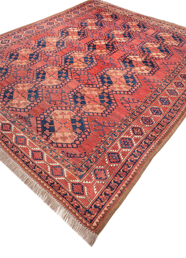 kiaan red and orange wool hand knotted Rug - FloorShot