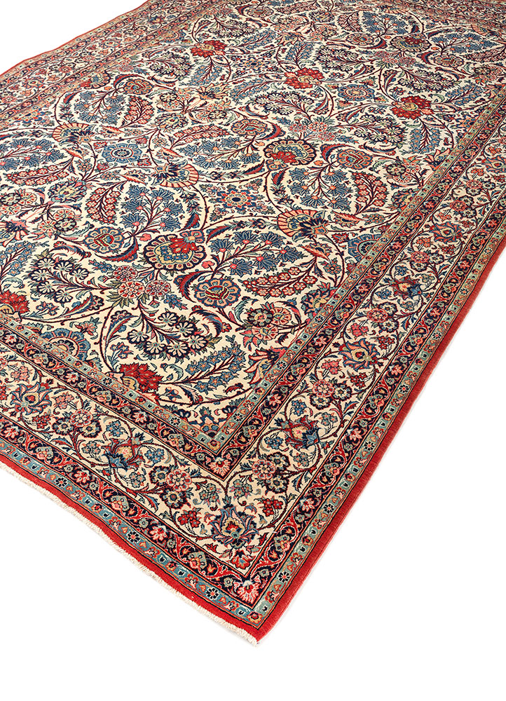 aalam ivory wool hand knotted Rug - FloorShot