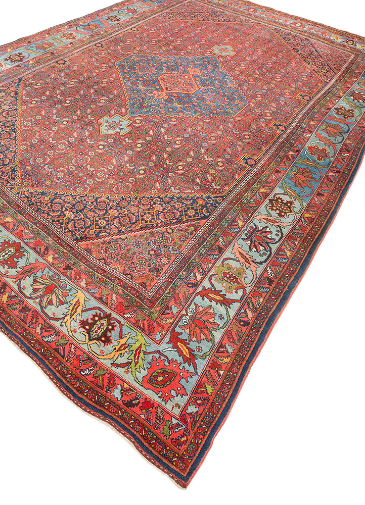 aalam red and orange wool hand knotted Rug - FloorShot