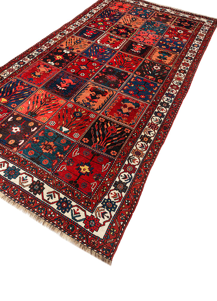 aalam red and orange wool hand knotted Rug - FloorShot