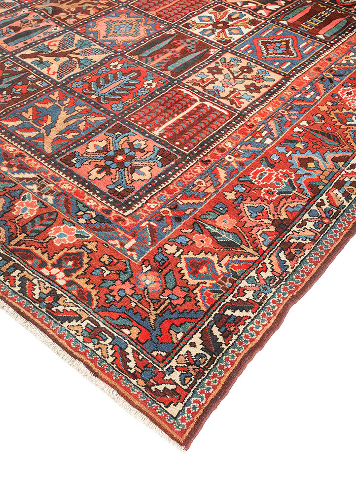 aalam red and orange wool hand knotted Rug - FloorShot