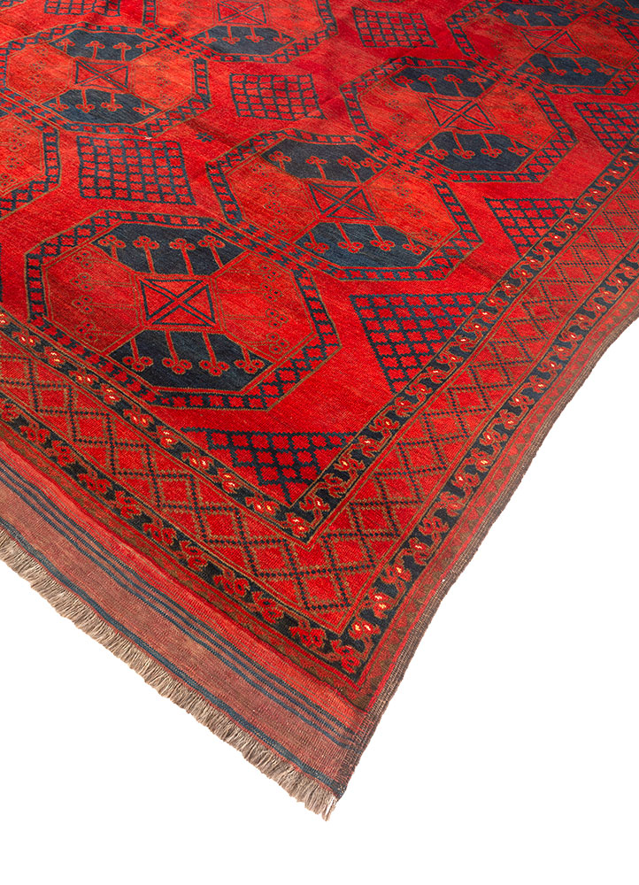 kiaan red and orange wool hand knotted Rug - FloorShot