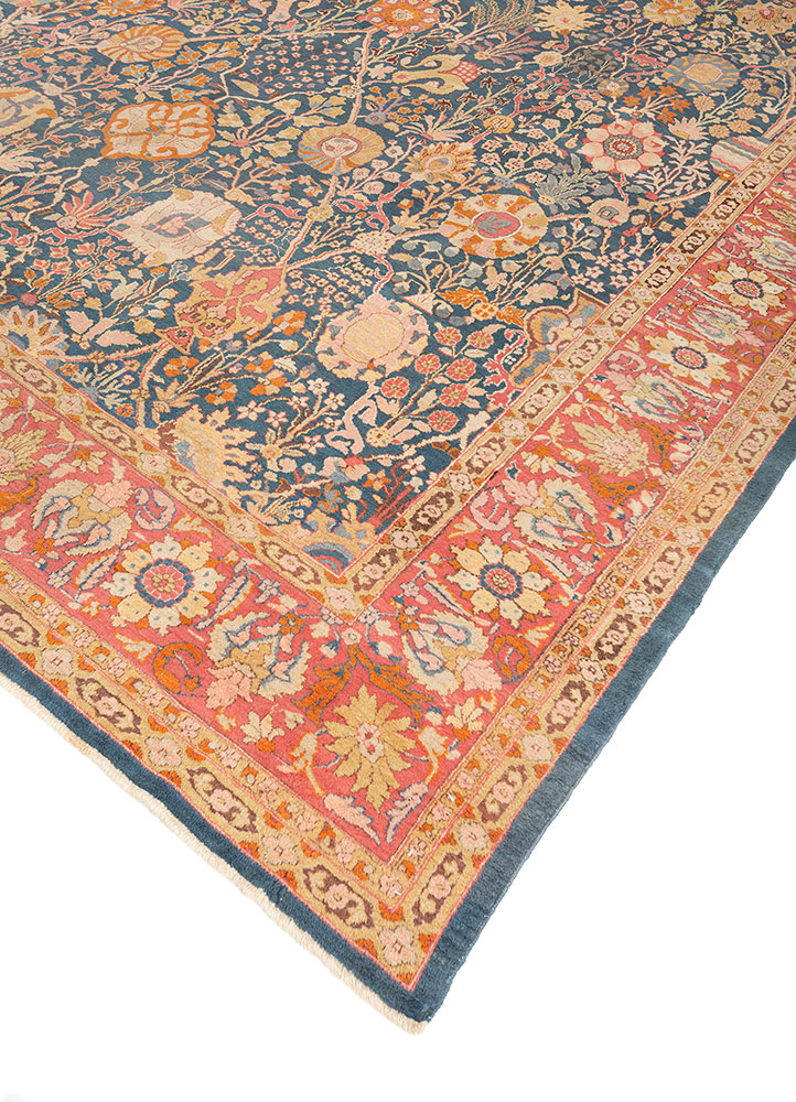 aalam blue wool hand knotted Rug - FloorShot