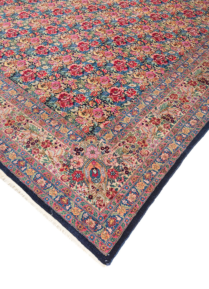 aalam blue wool hand knotted Rug - FloorShot