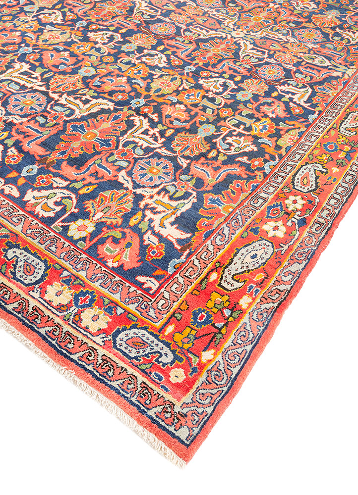 aalam blue wool hand knotted Rug - FloorShot
