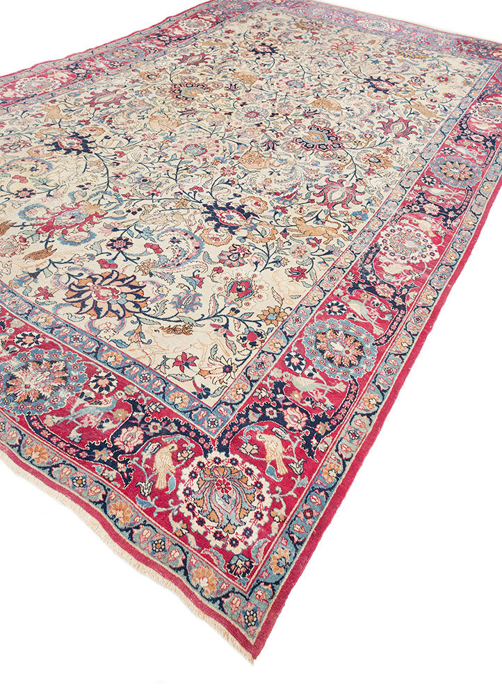 aalam ivory wool hand knotted Rug - FloorShot