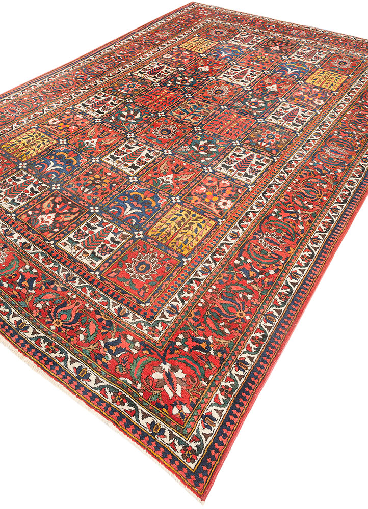 aalam red and orange wool hand knotted Rug - FloorShot
