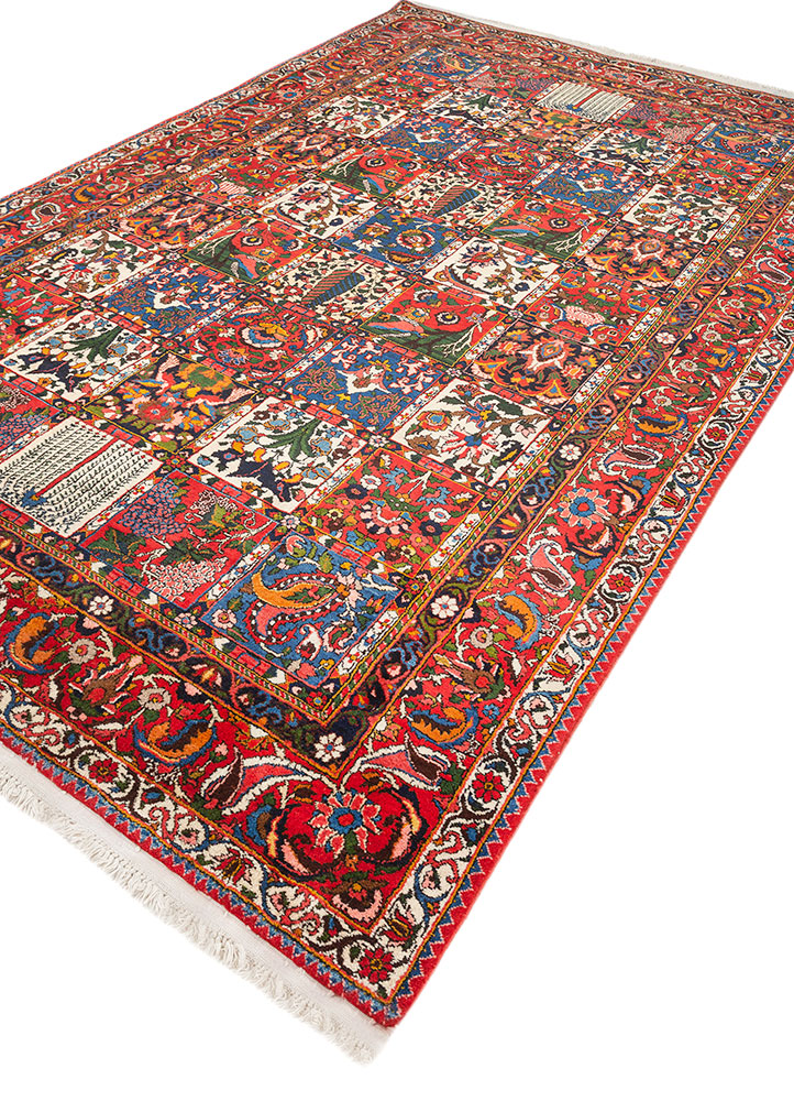 aalam red and orange wool hand knotted Rug - FloorShot