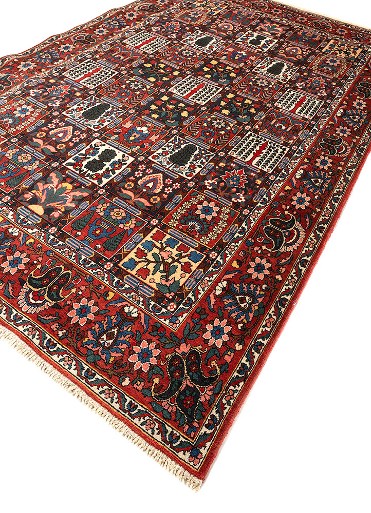 aalam red and orange wool hand knotted Rug - FloorShot