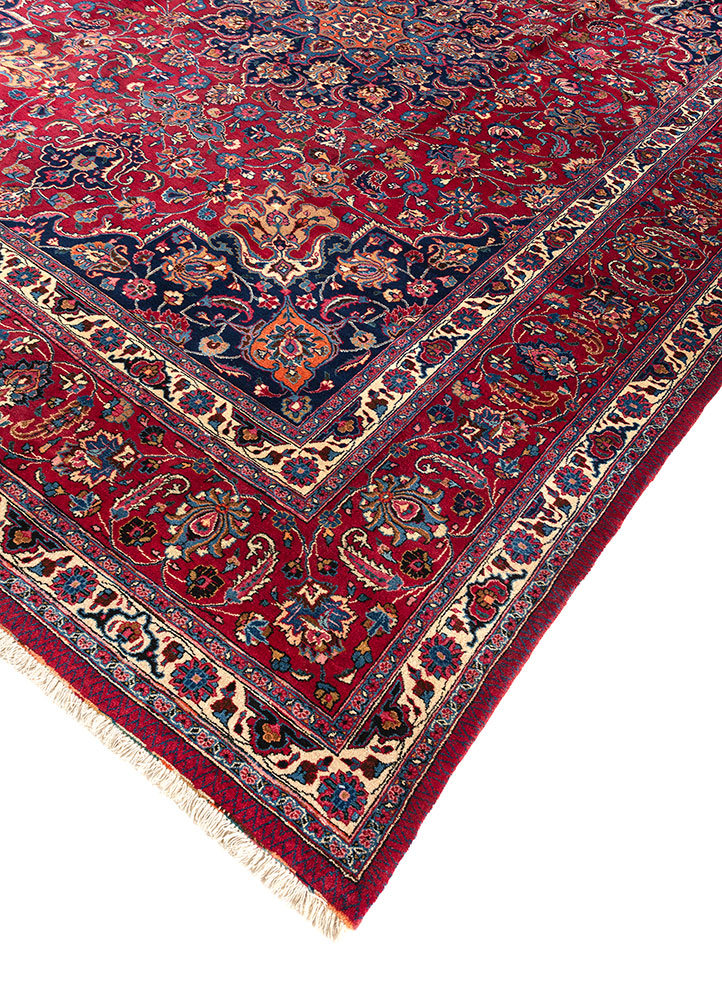 aalam blue wool hand knotted Rug - FloorShot