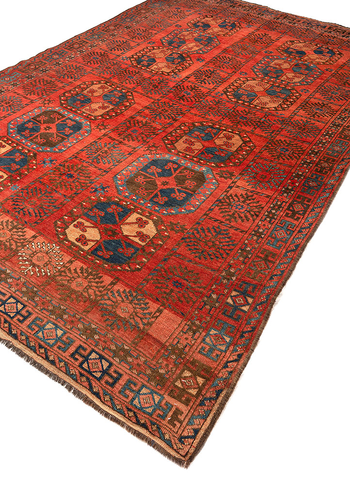 kiaan red and orange wool hand knotted Rug - FloorShot