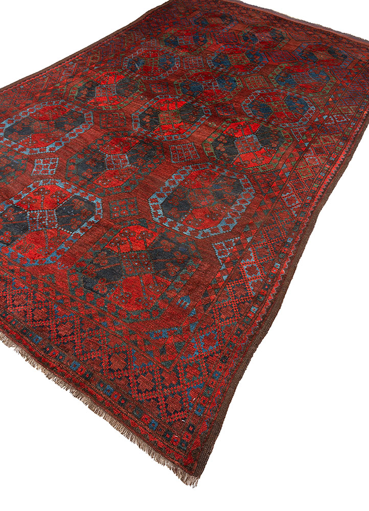 kiaan red and orange wool hand knotted Rug - FloorShot