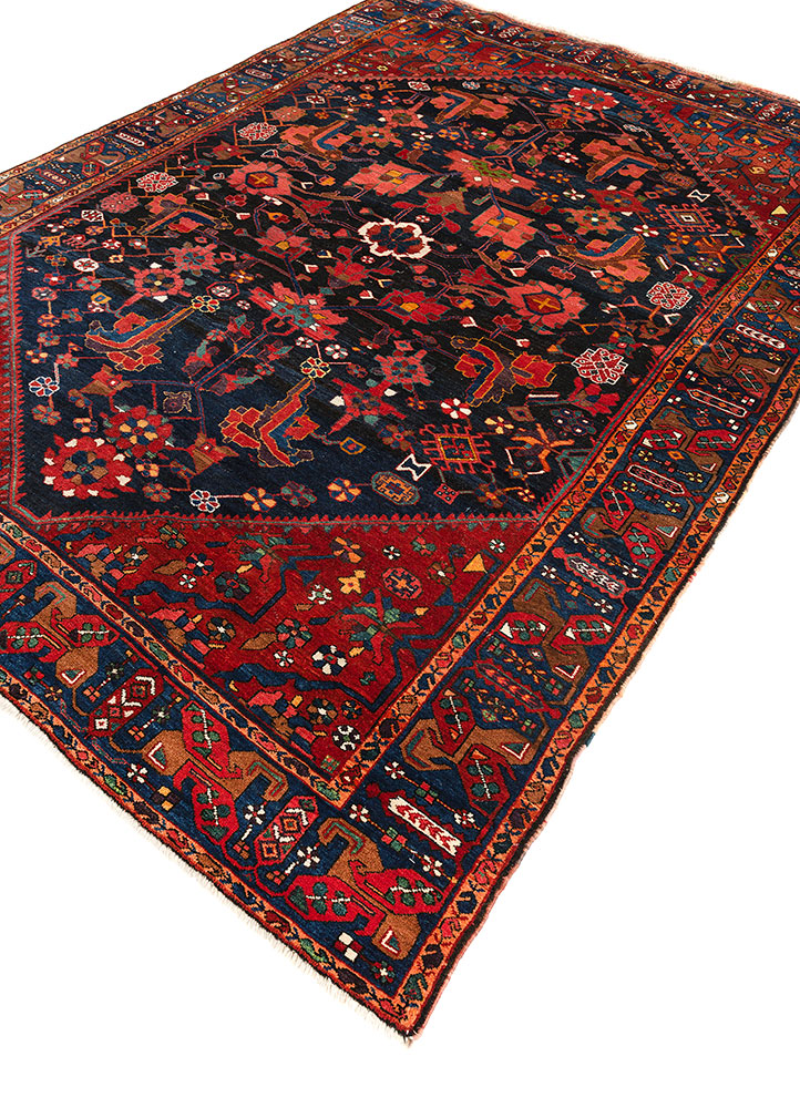 aalam blue wool hand knotted Rug - FloorShot