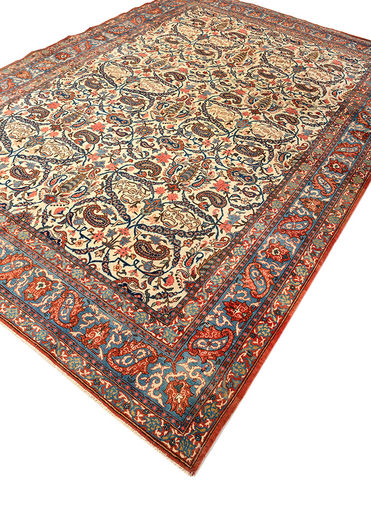 aalam ivory wool hand knotted Rug - FloorShot