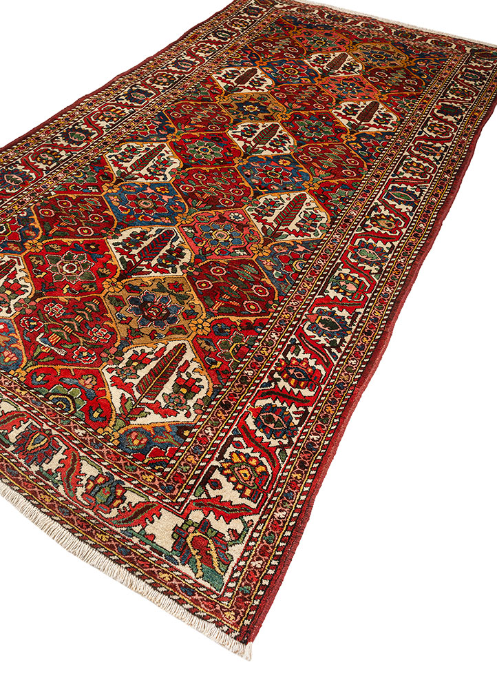 aalam red and orange wool hand knotted Rug - FloorShot