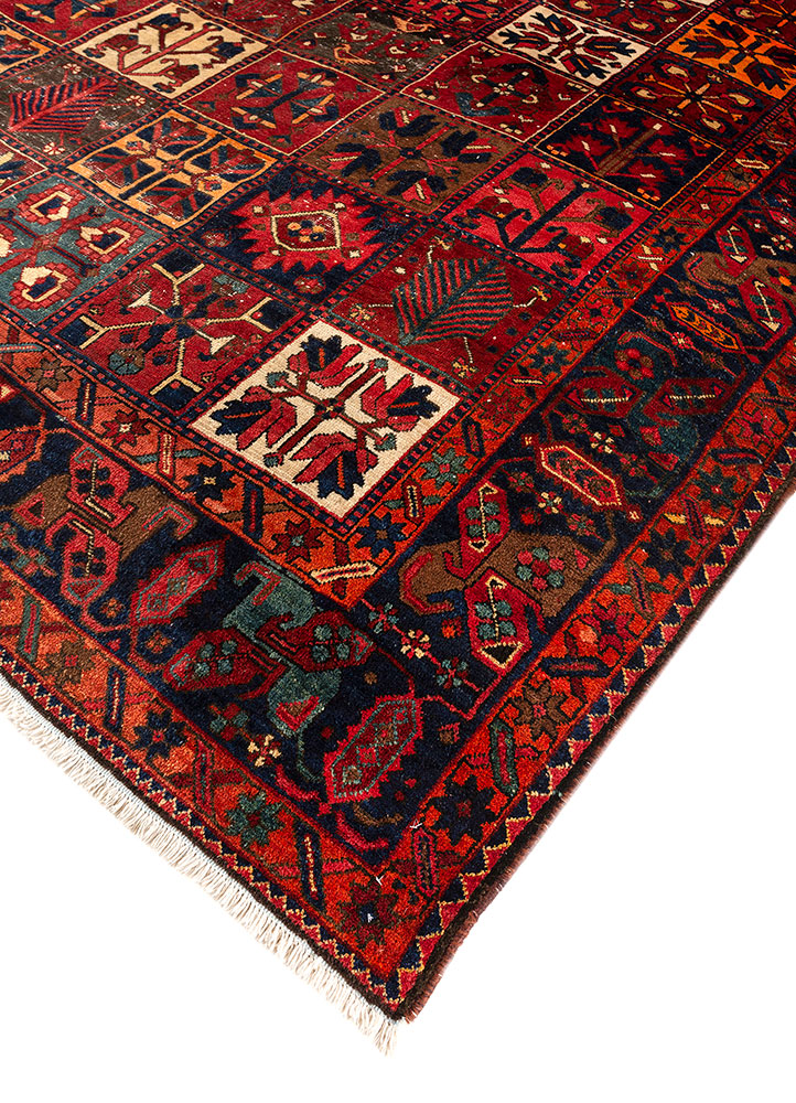 aalam red and orange wool hand knotted Rug - FloorShot