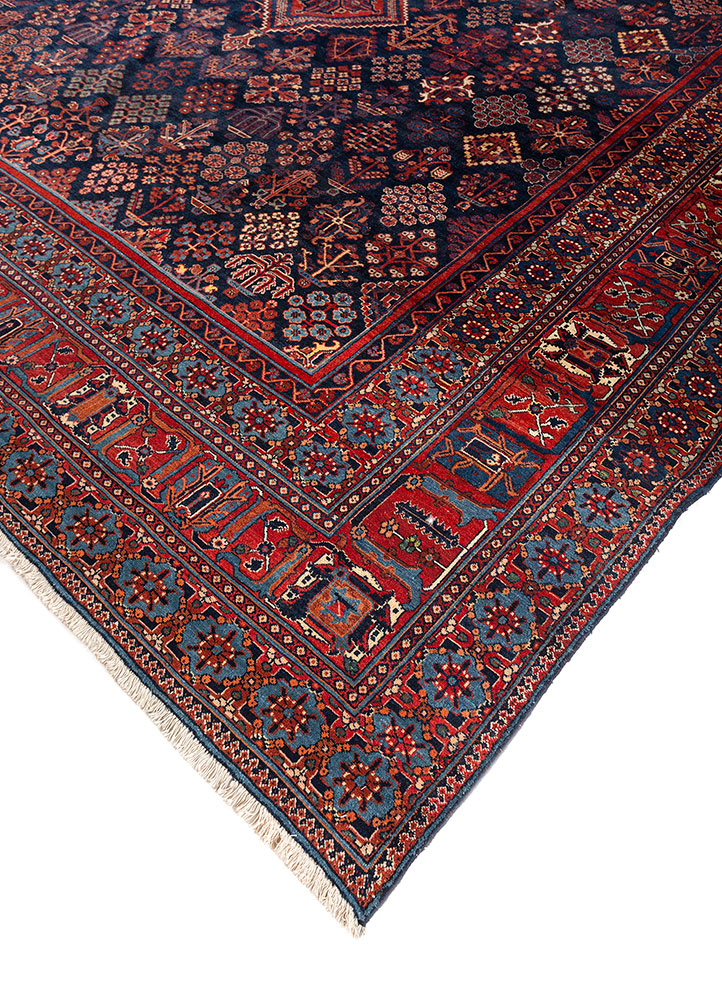 aalam blue wool hand knotted Rug - FloorShot