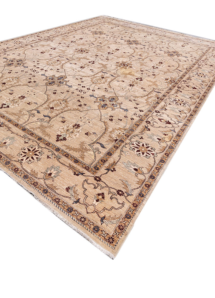 aalam red and orange wool hand knotted Rug - FloorShot