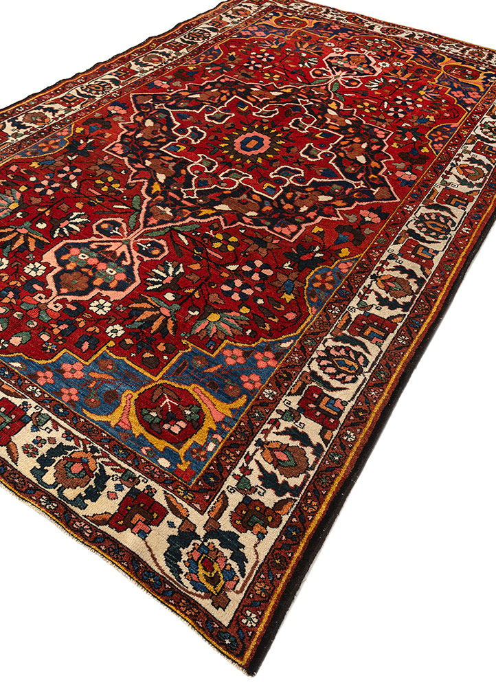 aalam red and orange wool hand knotted Rug - FloorShot