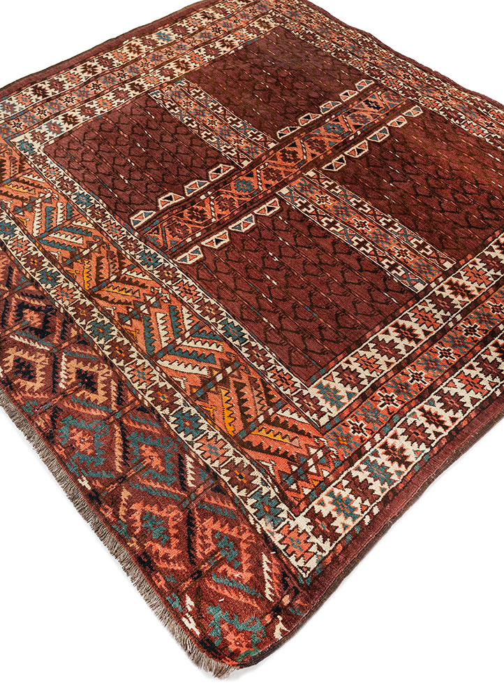 kiaan beige and brown wool hand knotted Rug - FloorShot