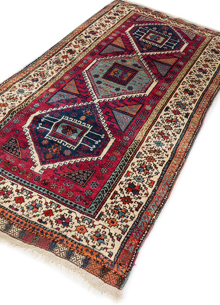 kiaan pink and purple wool hand knotted Rug - FloorShot
