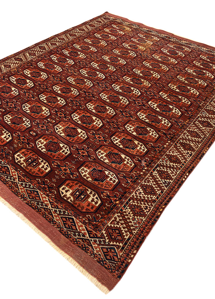 kiaan red and orange wool hand knotted Rug - FloorShot