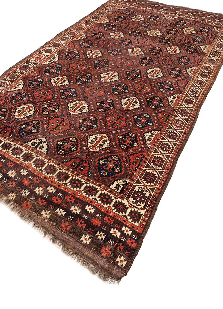 kiaan red and orange wool hand knotted Rug - FloorShot