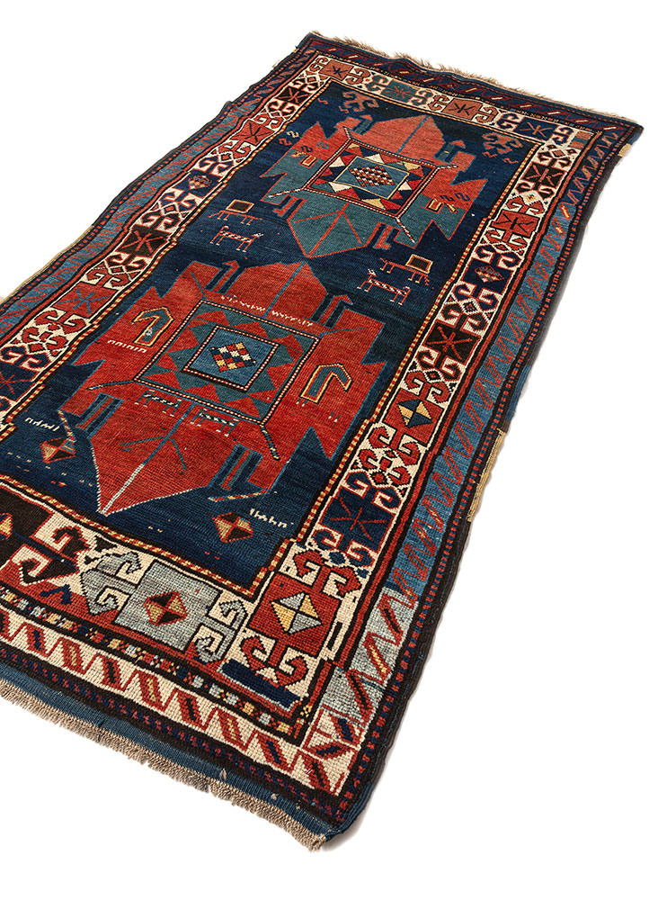 nuray blue wool hand knotted Rug - FloorShot