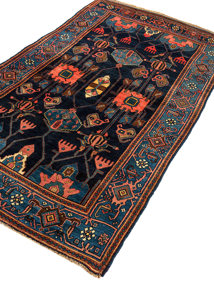 aalam blue wool hand knotted Rug - FloorShot