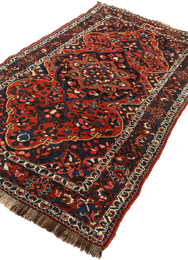 aalam red and orange wool hand knotted Rug - FloorShot