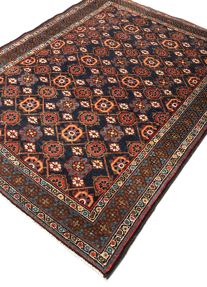 aalam blue wool hand knotted Rug - FloorShot