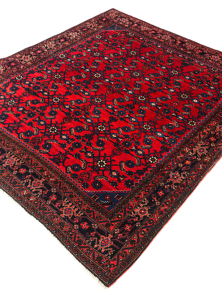 aalam pink and purple wool hand knotted Rug - FloorShot