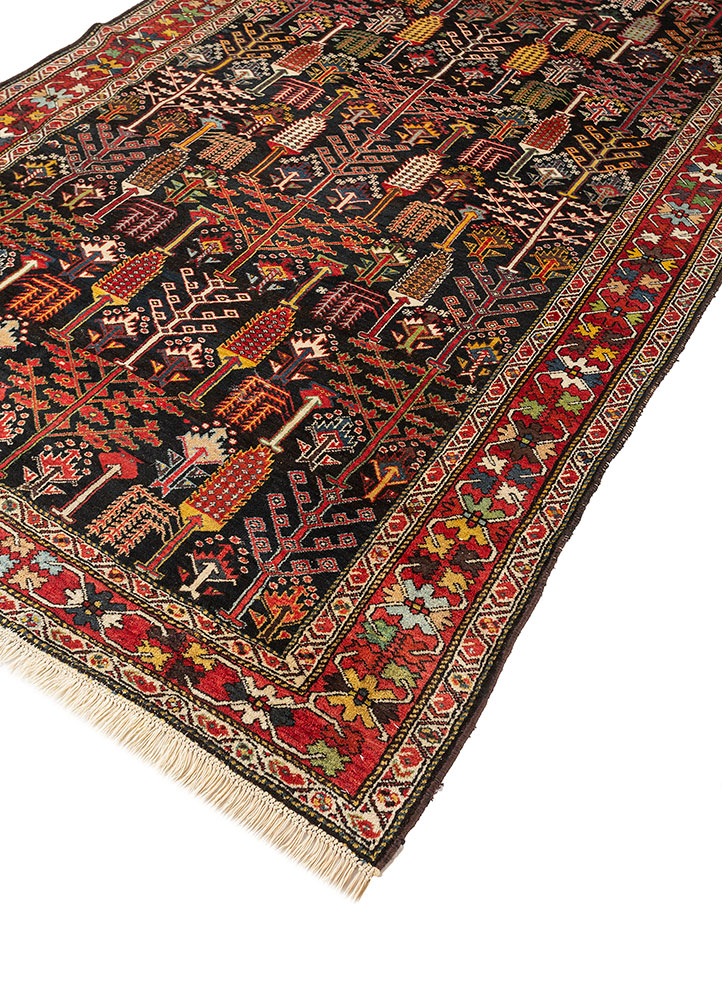 aalam grey and black wool hand knotted Rug - FloorShot