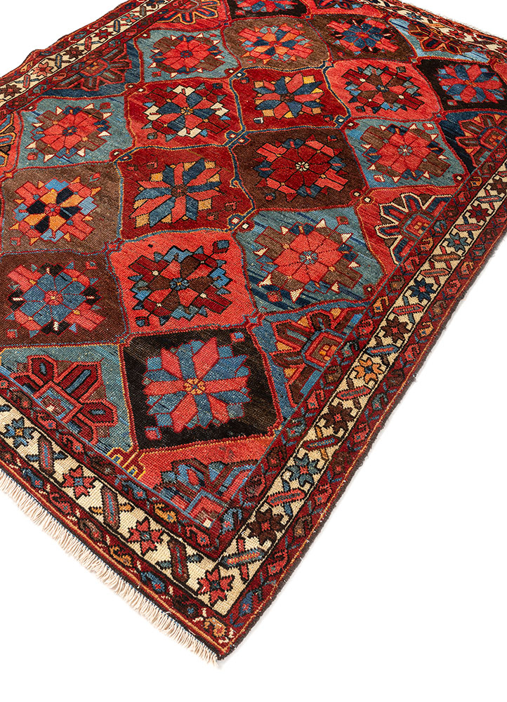 aalam red and orange wool hand knotted Rug - FloorShot