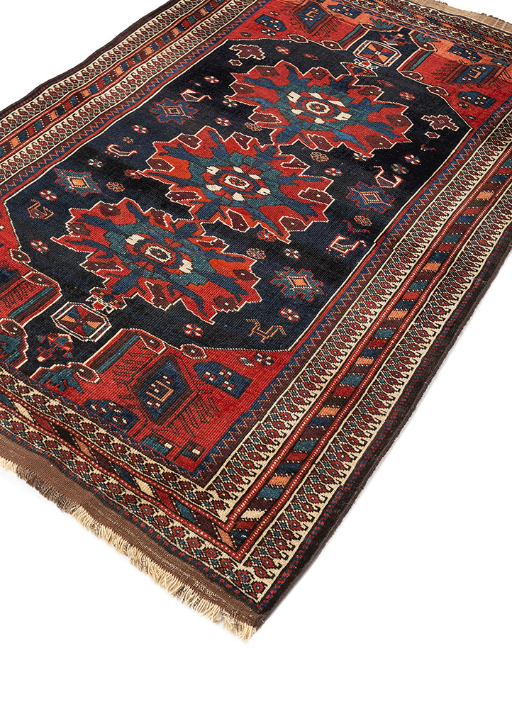 aalam blue wool hand knotted Rug - FloorShot