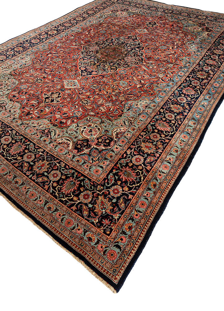 aalam pink and purple wool hand knotted Rug - FloorShot