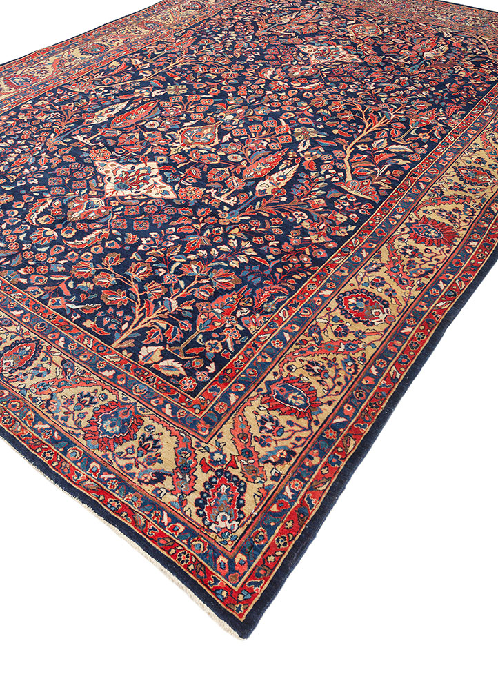 aalam blue wool hand knotted Rug - FloorShot