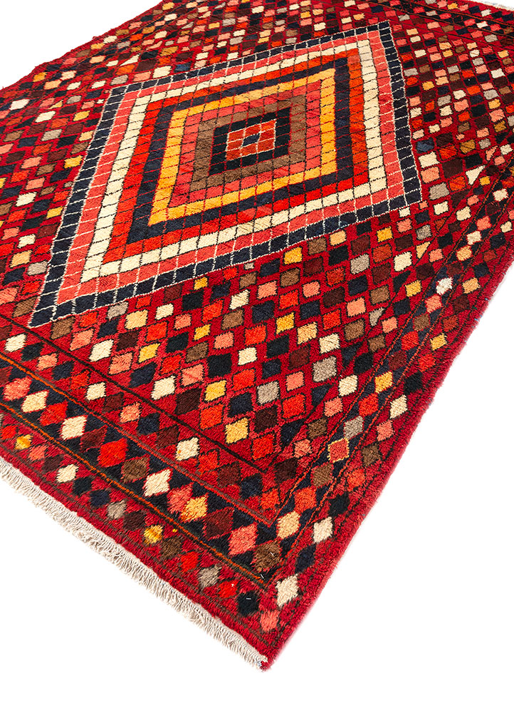 kiaan red and orange wool hand knotted Rug - FloorShot