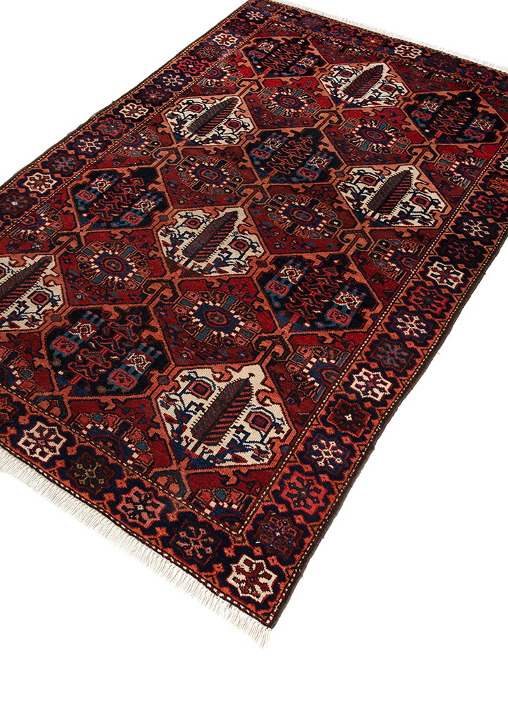 aalam red and orange wool hand knotted Rug - FloorShot