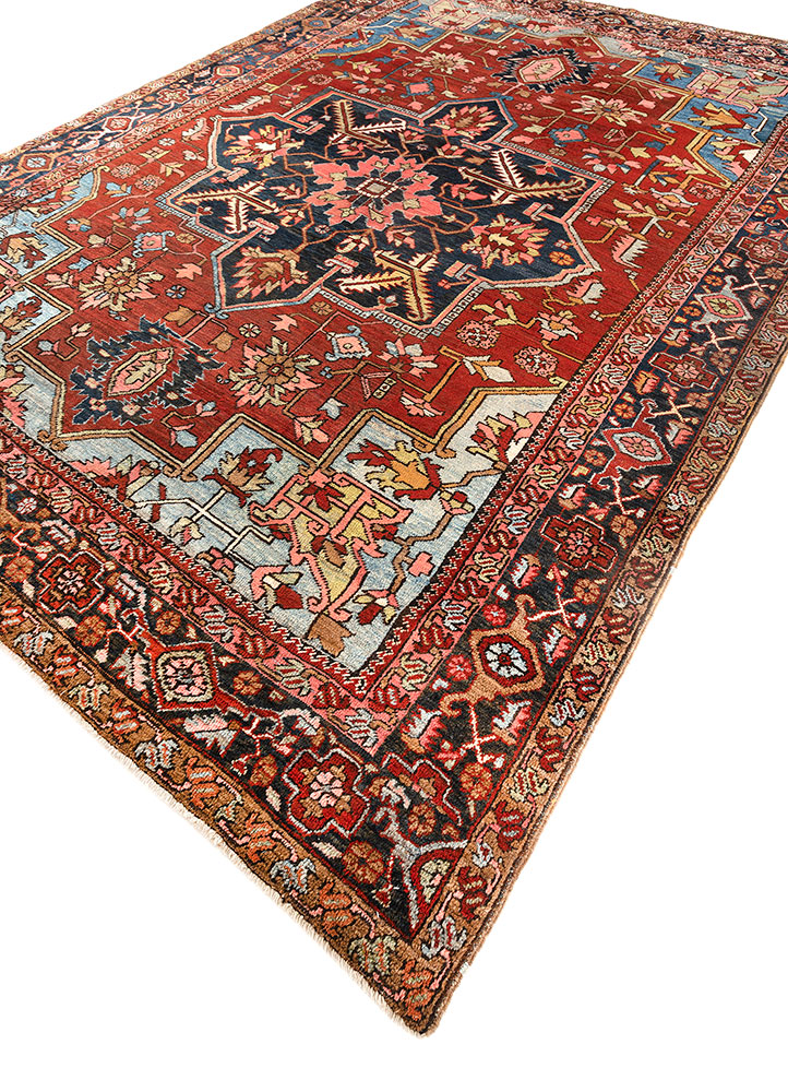 aalam blue wool hand knotted Rug - FloorShot
