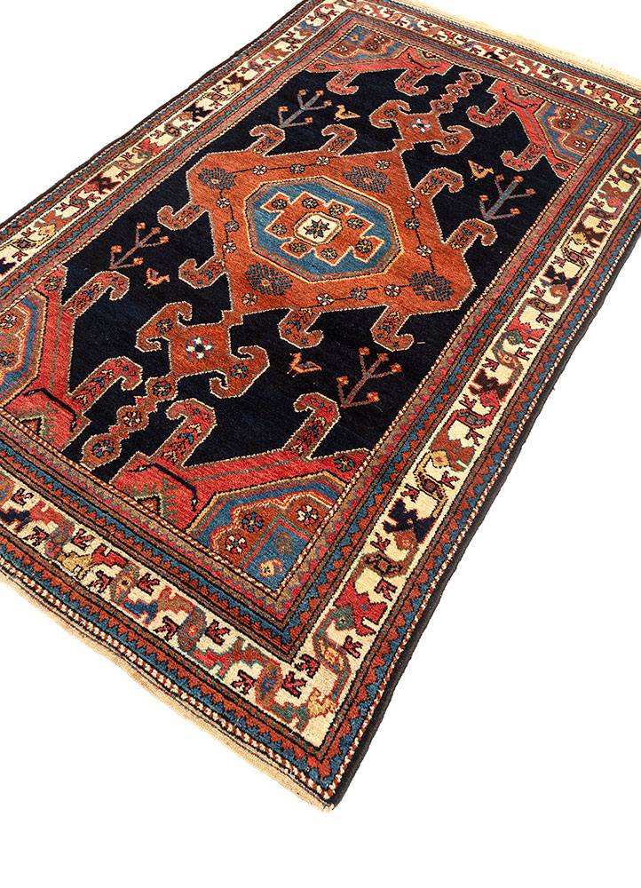 aalam blue wool hand knotted Rug - FloorShot