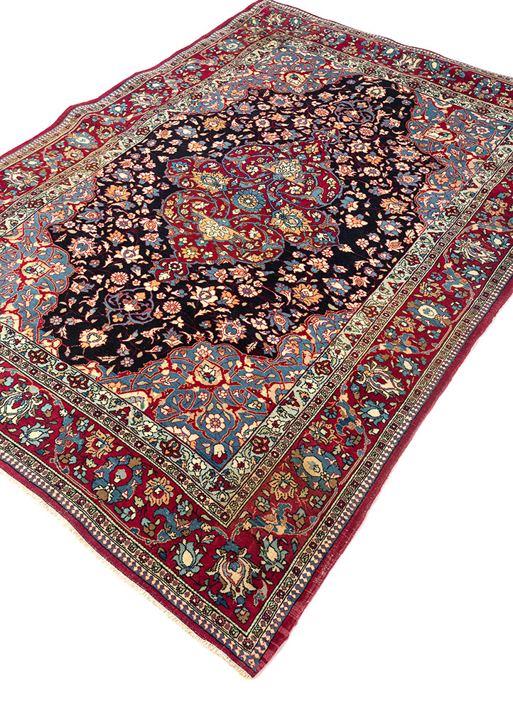 aalam blue wool hand knotted Rug - FloorShot