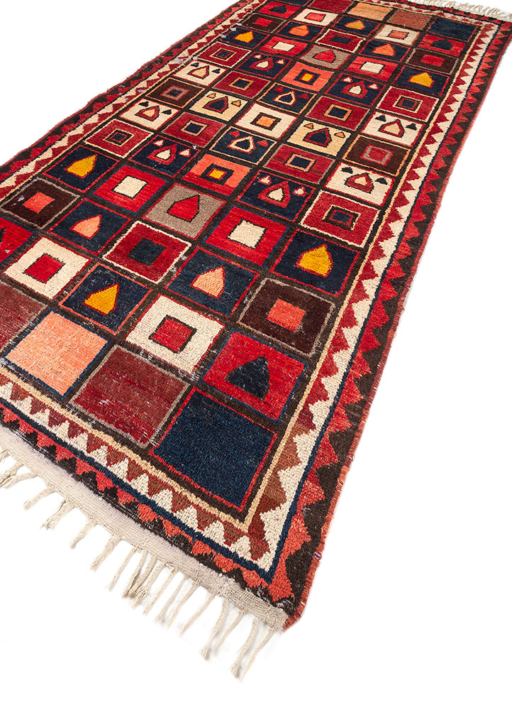 nuray red and orange wool hand knotted Rug - FloorShot