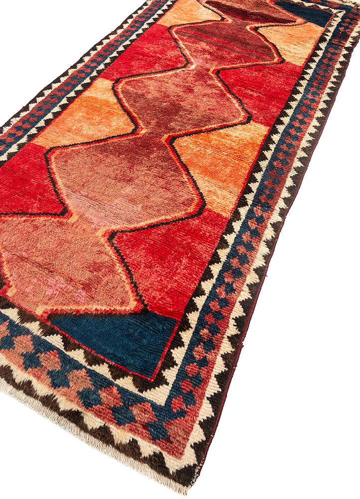 nuray red and orange wool hand knotted Rug - FloorShot