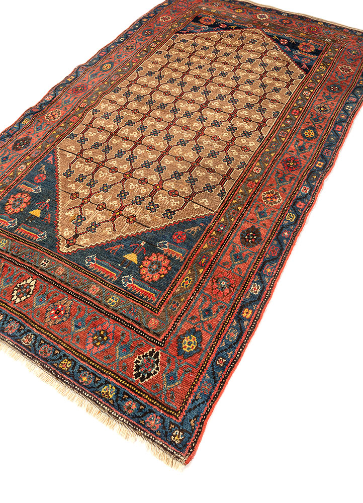 kiaan beige and brown wool hand knotted Rug - FloorShot