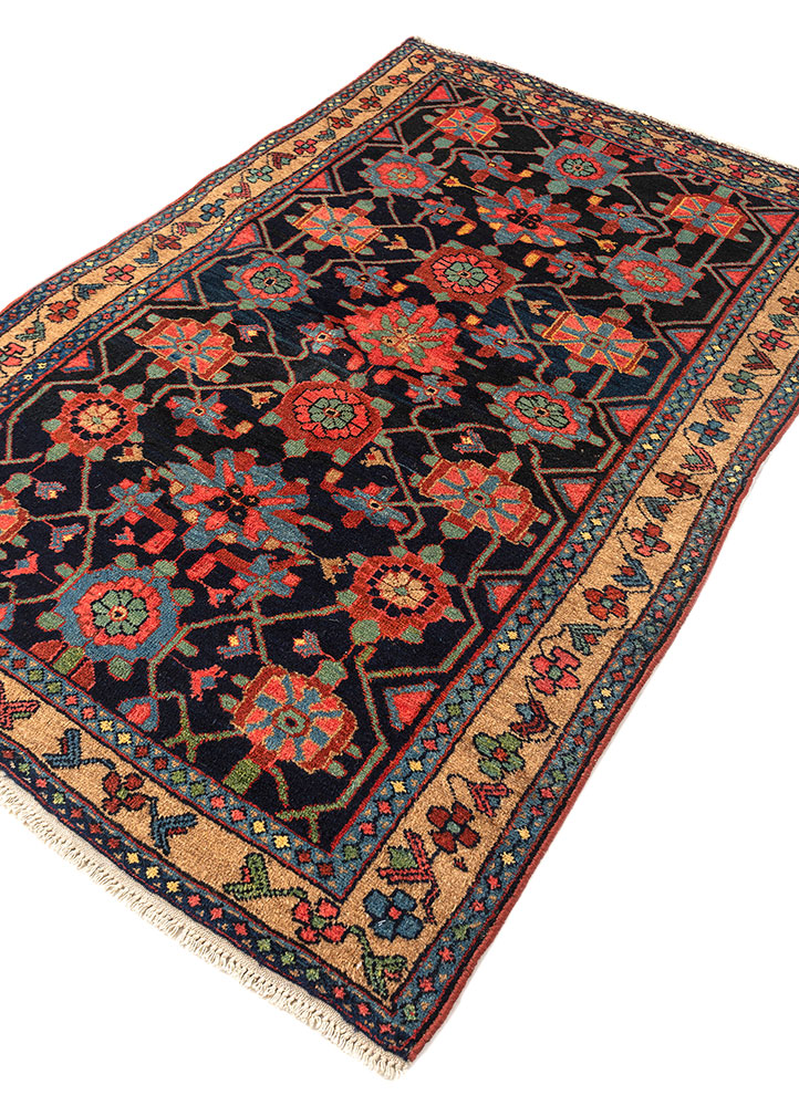 aalam blue wool hand knotted Rug - FloorShot